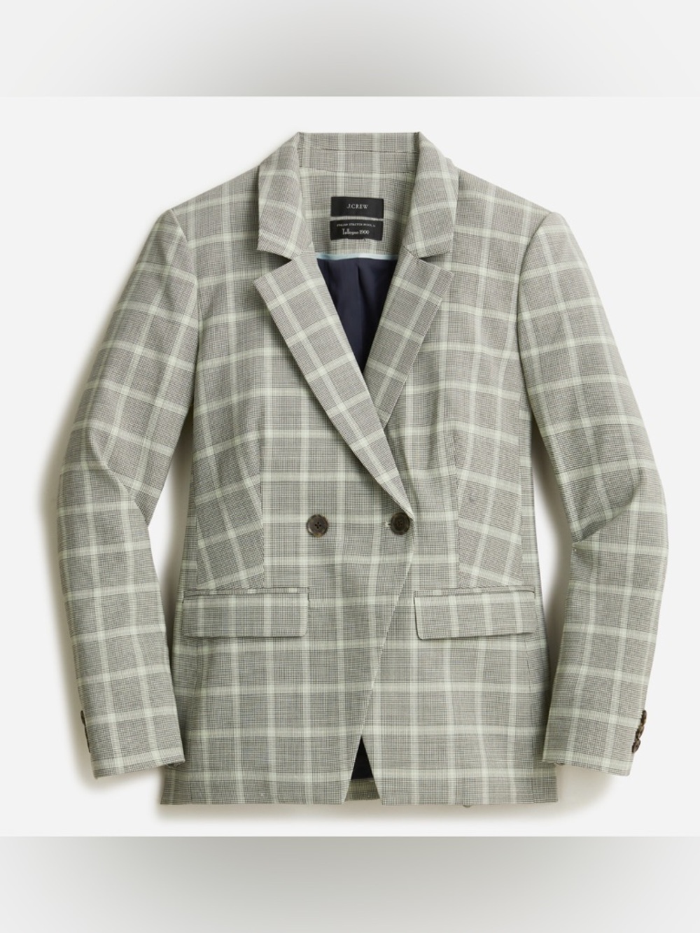 J. Crew Devon Blazer in Plaid Italian Stretch Wool Blend Jacket Tollegno 1900